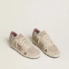 Women's Ball Star LTD in pink and beige suede with pearl-gray leather heel tab
