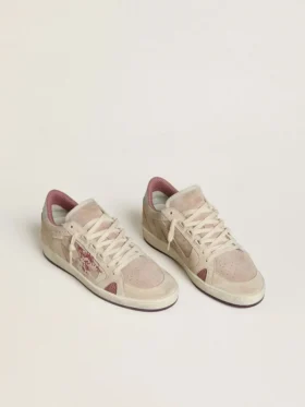 Women’s Ball Star LTD in pink and beige suede with pearl-gray leather heel tab