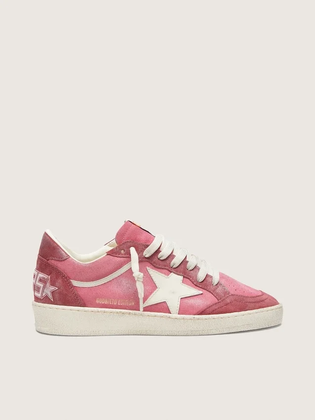 Women’s Ball Star LTD in pink suede with cream leather star and red suede inserts