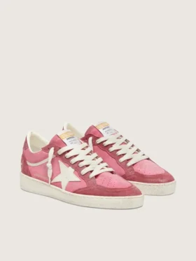Women’s Ball Star LTD in pink suede with cream leather star and red suede inserts