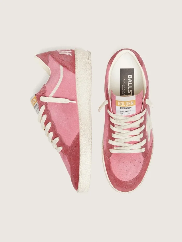 Women’s Ball Star LTD in pink suede with cream leather star and red suede inserts
