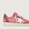 Women’s Ball Star LTD in pink suede with cream leather star and red suede inserts