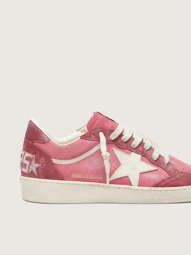 Women’s Ball Star LTD in pink suede with cream leather star and red suede inserts