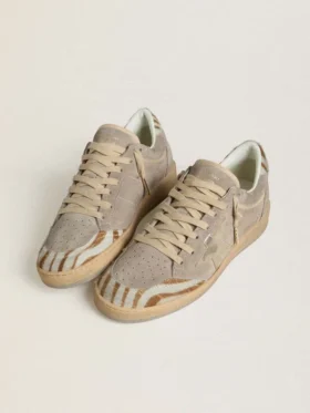 Women’s Ball Star LTD in suede with metallic leather star and zebra pony skin heel tab