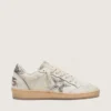 Women’s Ball Star LTD in white leather with animal-print pony skin star
