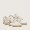 Women’s Ball Star LTD in white leather with animal-print pony skin star