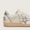 Women’s Ball Star LTD in white leather with animal-print pony skin star
