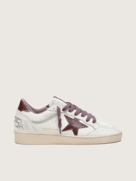 Women’s Ball Star LTD in white leather with burgundy leather star