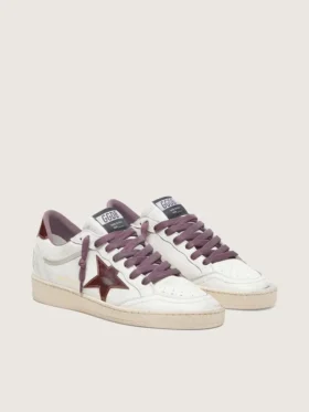 Women’s Ball Star LTD in white leather with burgundy leather star