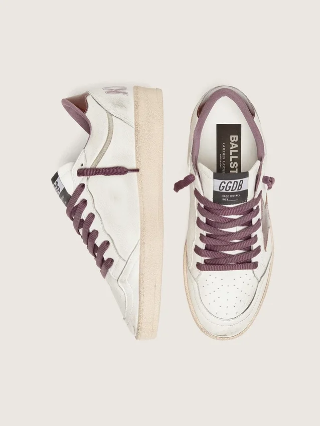 Women’s Ball Star LTD in white leather with burgundy leather star