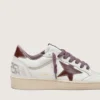 Women’s Ball Star LTD in white leather with burgundy leather star