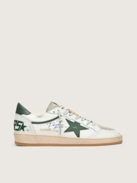 Women’s Ball Star LTD in white leather with green star and Skins