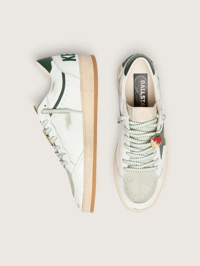 Women’s Ball Star LTD in white leather with green star and Skins