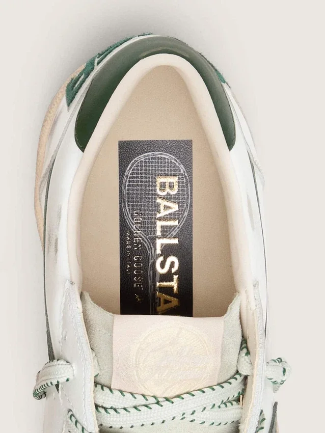 Women’s Ball Star LTD in white leather with green star and Skins