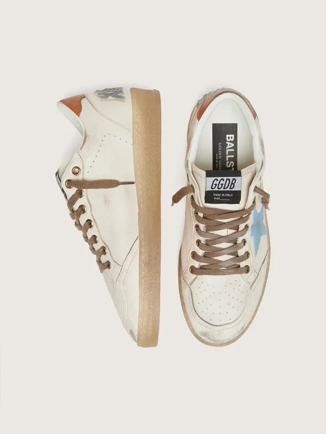 Women’s Ball Star LTD in white leather with light blue embroidered star