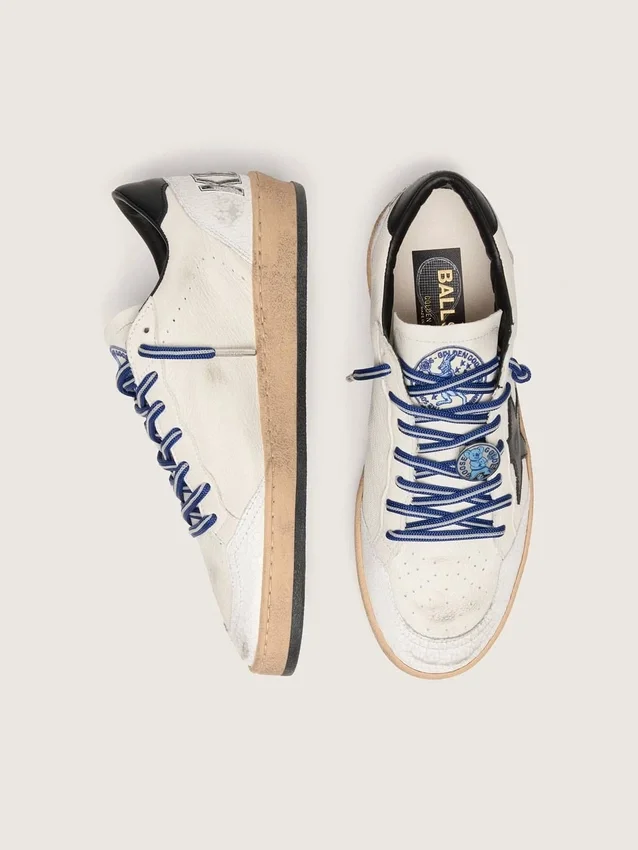 Women’s Ball Star LTD in white nappa leather with black leather star and heel tab