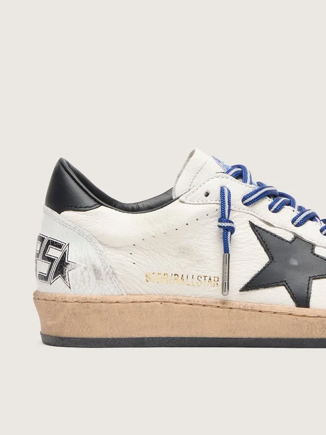 Women’s Ball Star LTD in white nappa leather with black leather star and heel tab