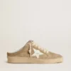 Women's Ball Star Sabot in beige suede with white leather star