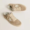 Women's Ball Star Sabot in beige suede with white leather star