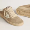 Women's Ball Star Sabot in beige suede with white leather star