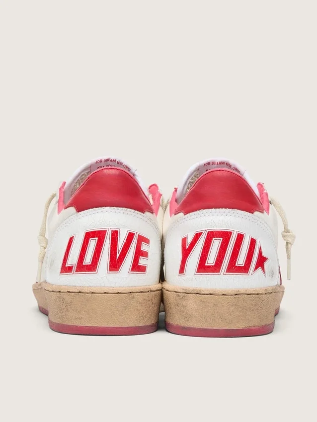 Men’s Ball Star Wishes in white leather with a red star and heel tab