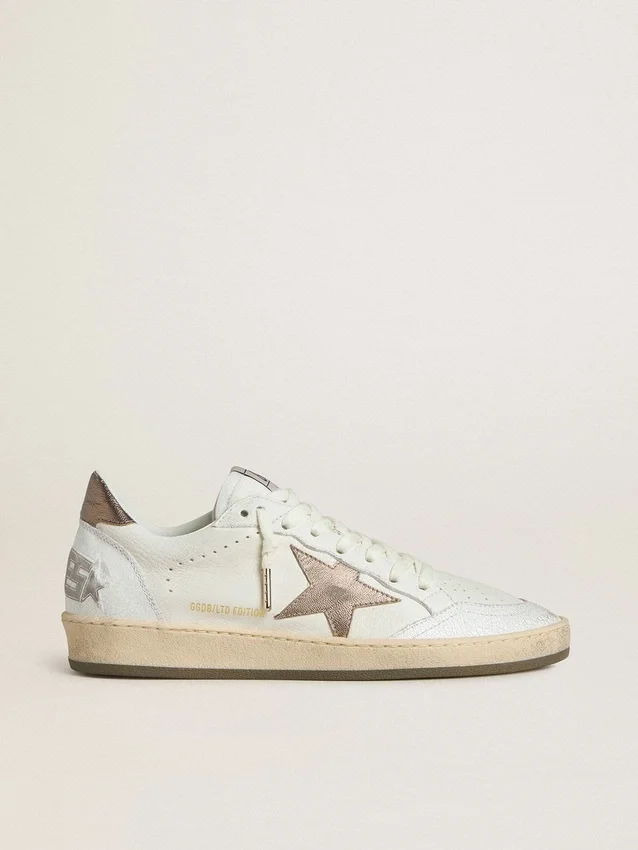 Women’s Ball Star Wishes in white leather with metallic bronze leather star