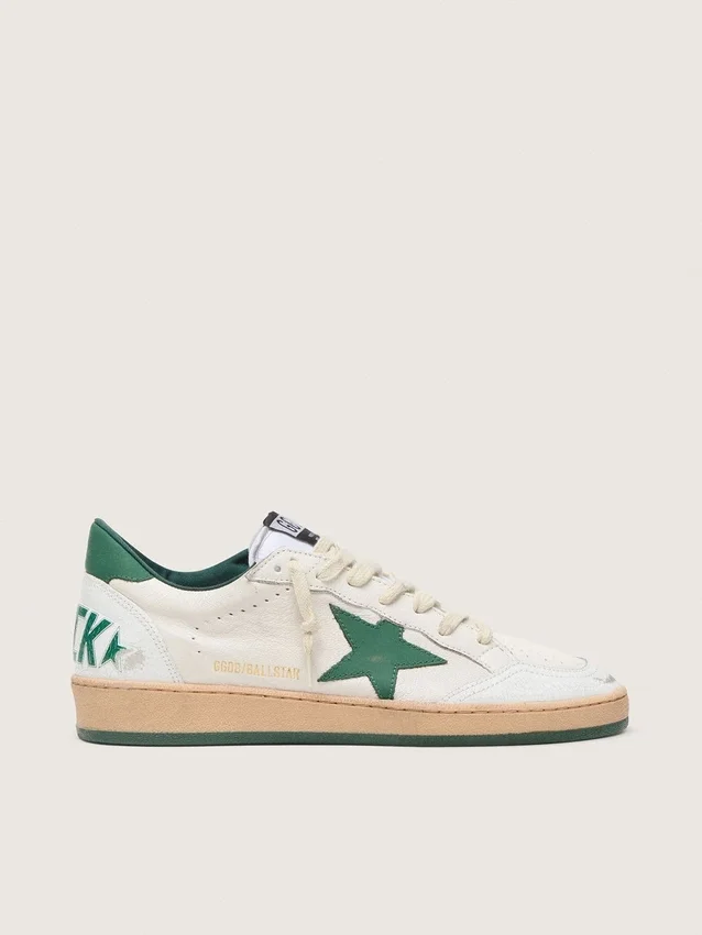 Women's Ball Star Wishes in white nappa leather with green leather star and heel tab