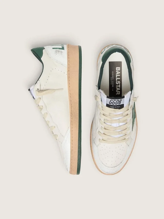 Women's Ball Star Wishes in white nappa leather with green leather star and heel tab
