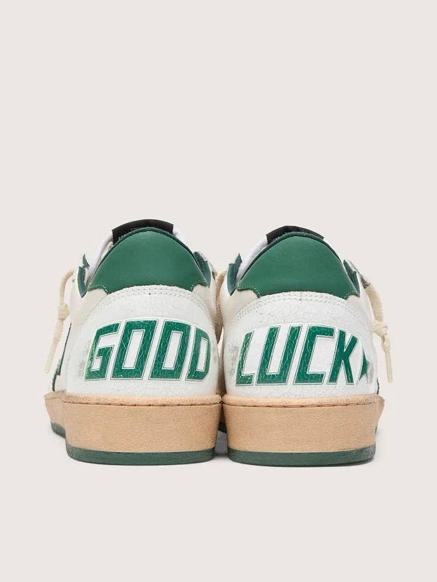 Women's Ball Star Wishes in white nappa leather with green leather star and heel tab