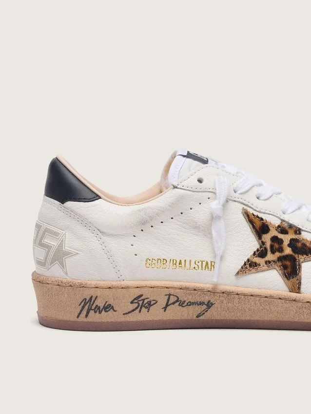 Women's Ball Star with leopard print pony skin star and black heel tab