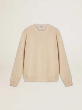 Women's beige sweater with 'Golden' lettering on the back