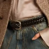 Women's belt in black leather