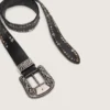 Women's belt in black leather with studs