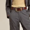 Women’s belt in burgundy leather with decorated silver buckle