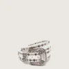 Women's belt in white leather with colored studs