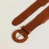 Women's belt in woven brown leather