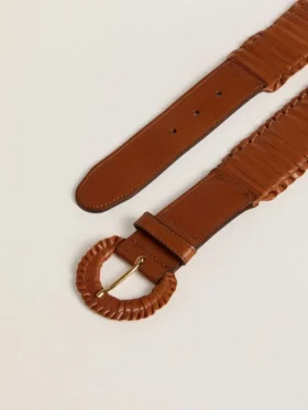 Women’s belt in woven brown leather