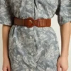 Women's belt in woven brown leather