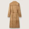 Women's belted trench coat in sand-colored suede