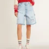 Women's Bermuda shorts in lived-in effect denim