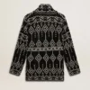 Women’s black cardigan with belt and crystals