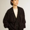 Women’s black cardigan with shaded embroidery