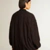 Women’s black cardigan with shaded embroidery