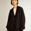 Women’s black cardigan with shaded embroidery