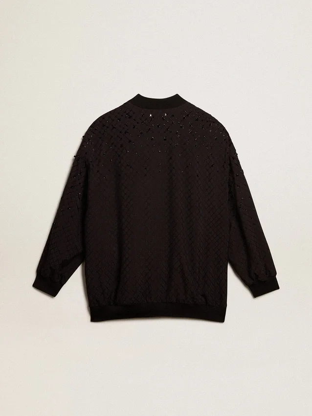 Women’s black cardigan with shaded embroidery