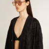 Women's black cardigan with tone-on-tone toile de jouy bead embroidery