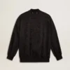 Women's black cardigan with tone-on-tone toile de jouy bead embroidery