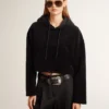 Women’s black chenille sweatshirt with embroidery on the back