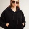 Women’s black chenille sweatshirt with embroidery on the back