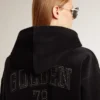 Women’s black chenille sweatshirt with embroidery on the back